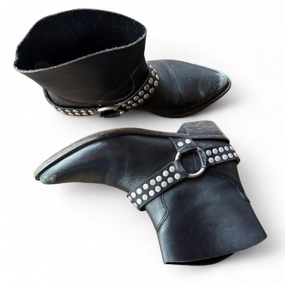 Black leather ankle boots with stud detailing
